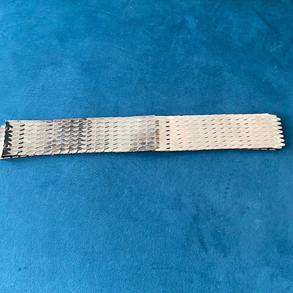 Vintage 70s Fish Scales Metal Belt Silver with simple clasp hidden buckle